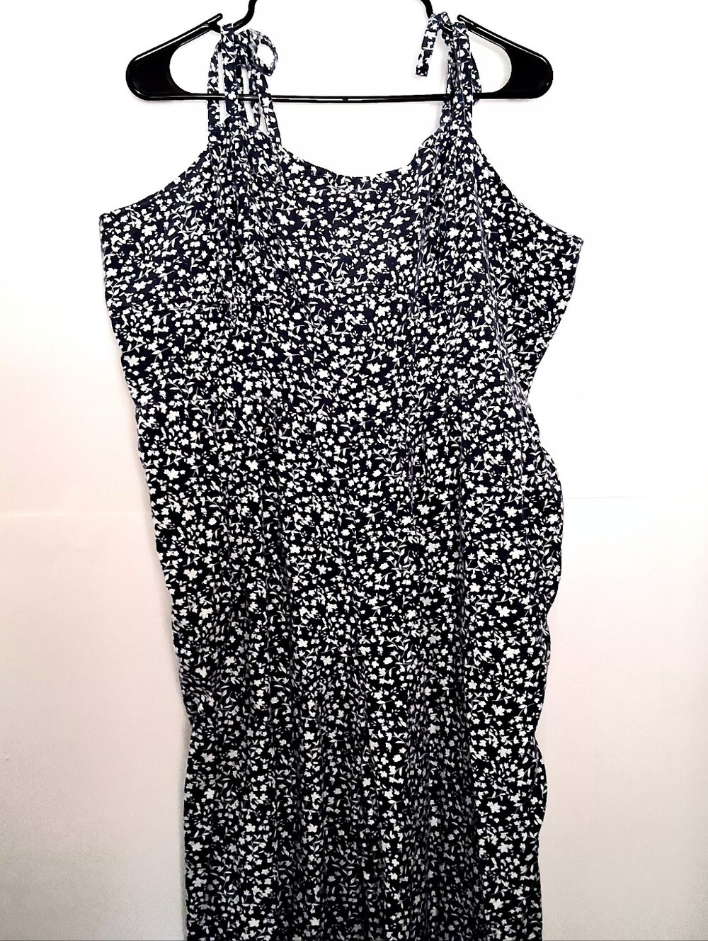 OLD NAVY Jumpsuit White Floral Tie-Strap Pull On Jumpsuit Size XXL Fit 1X